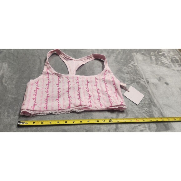 NWT PINK X LoveShackFancy XL Logo Mania Pink Cotton Racerback Bralette - Picture 5 of 8